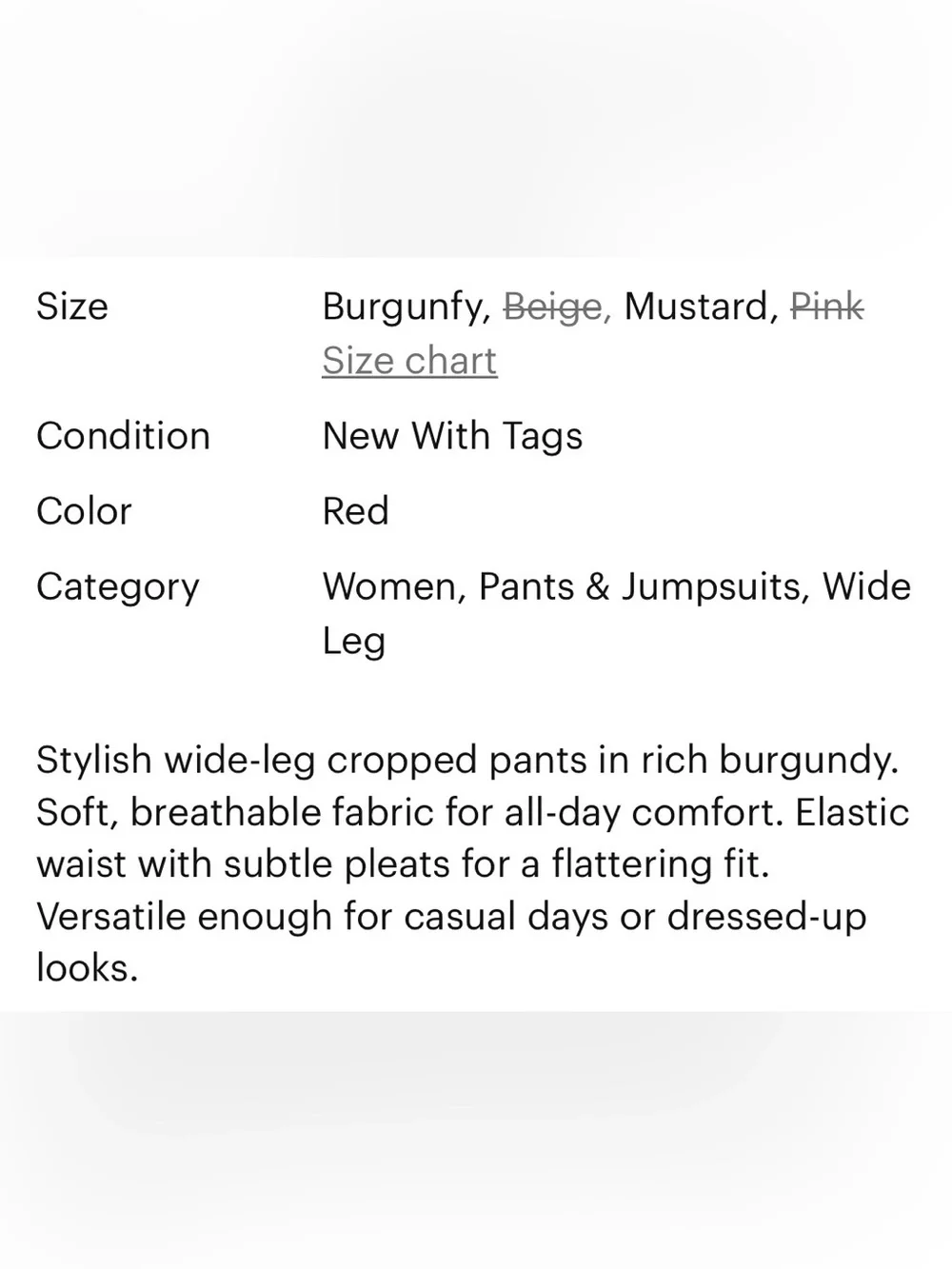 From Italy Culottes, Cotton, Poly Blend. 3 colors